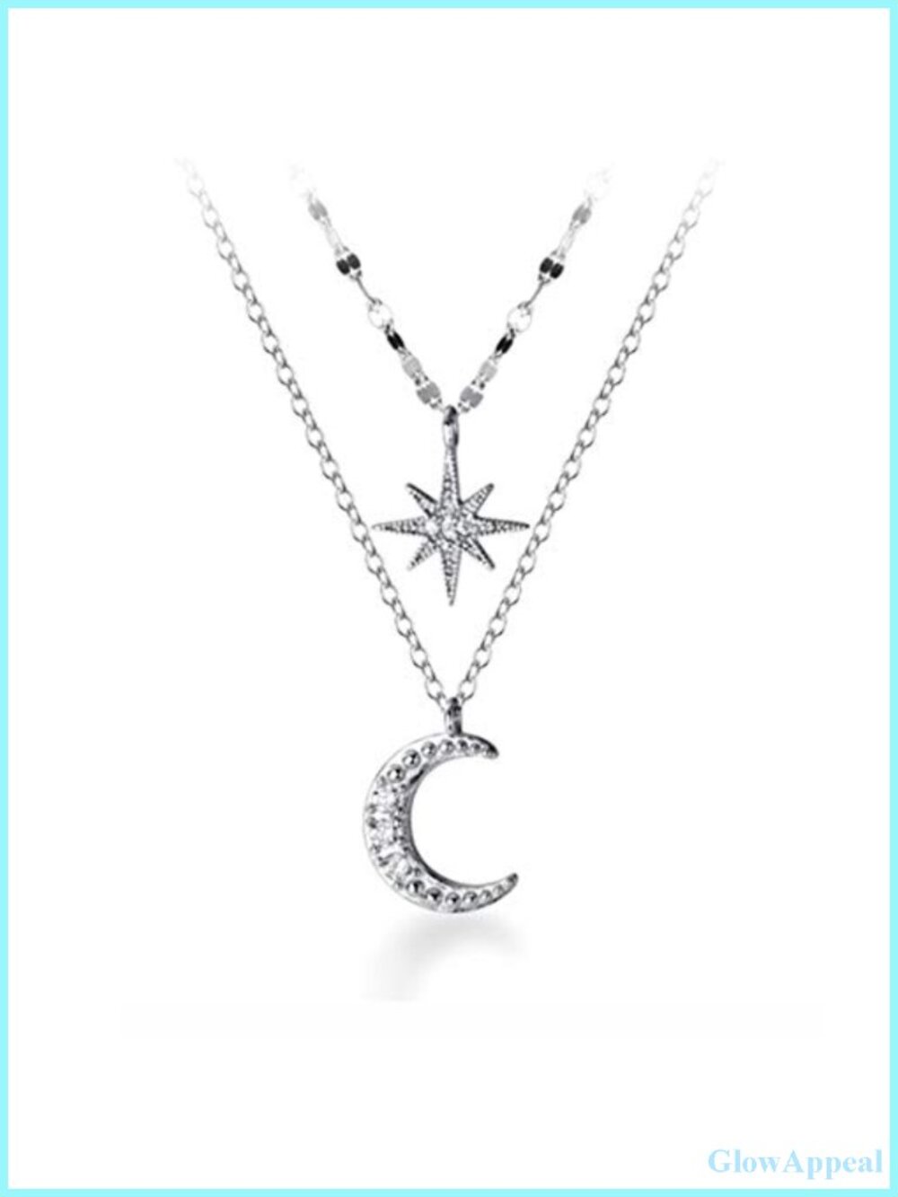 925 Sterling Silver Star Moon Layered Choker Necklace for Women